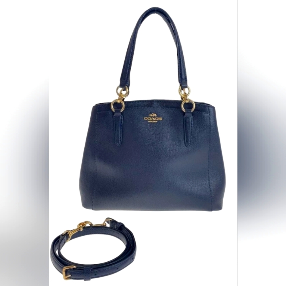 Coach Christie Navy Blue Satchel Carryall 2-Way Top Handle Shoulder Sling Crossb